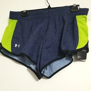 Nwt Under Armour Launch Shorts Blue Fluorescent Green Running Fitness Short UA